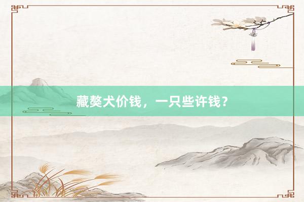藏獒犬价钱，一只些许钱？
